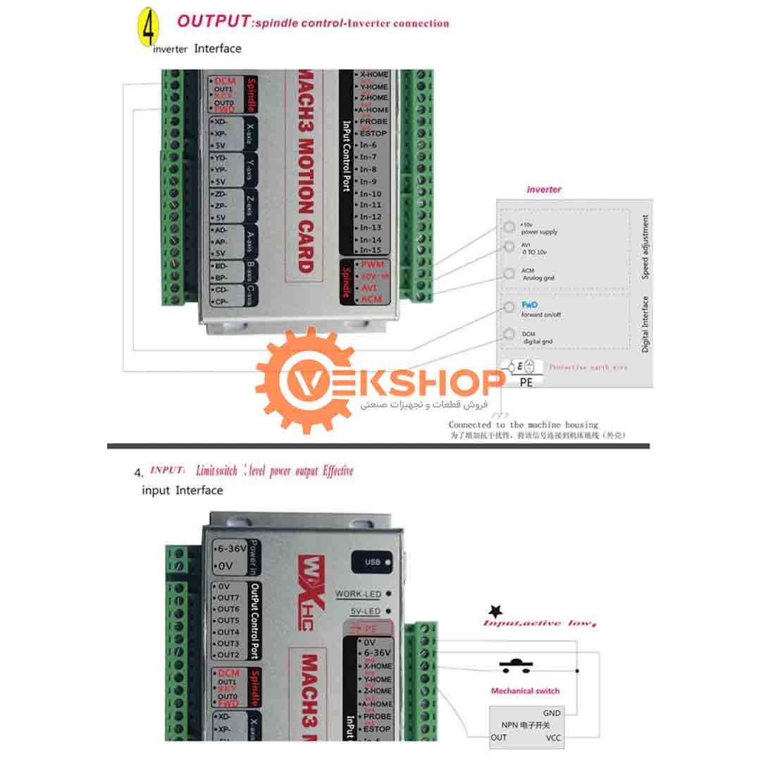 CNC controler 3.4.5 axis Mach3 Motion Card-9 برد کنترلر 3.4.5 محور CNC motion card